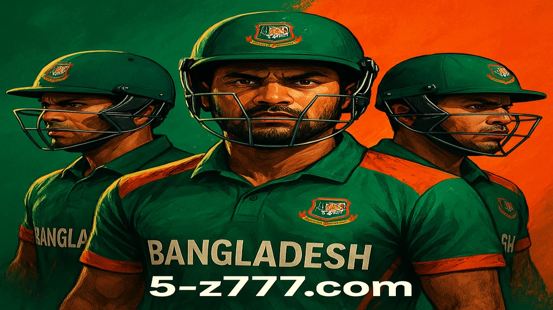 বাংলাদেশ ক্রিকেট দল মাঠে সক্রিয়ভাবে অংশ নিচ্ছে, স্ক্রিনে 5Z777 গেমিং তথ্য ও লাইভ ম্যাচ পরিসংখ্যান প্রদর্শিত হচ্ছে।